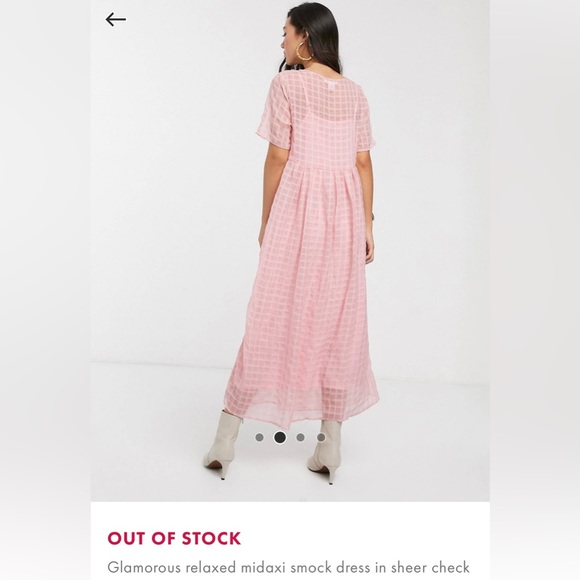 ASOS midi maxi dress light pink sheer check - Picture 2 of 4